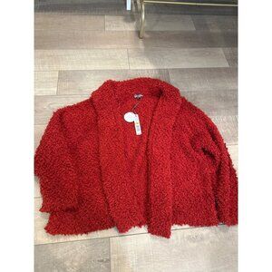 Joseph A. Red Textured Open Front Cardigan Jacket 3X Soft & Cozy Womens NEW